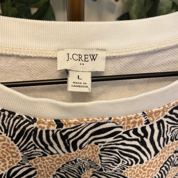 J Crew Safari Animal Print Zebra Print Sweatshirt LS L - Picture 7 of 7